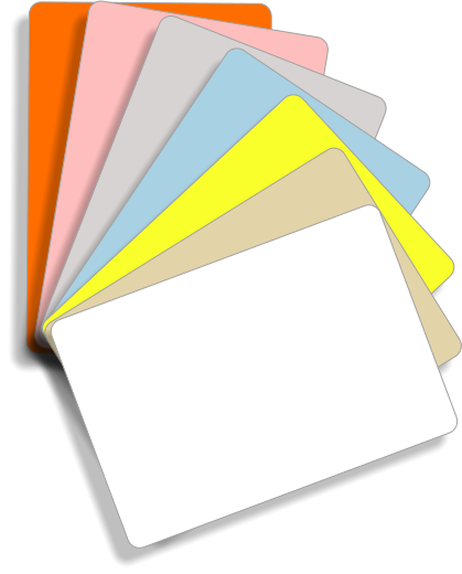 ID Card Colors: White, Gray, Tan, Pink, Yellow, Orange, Light Blue
